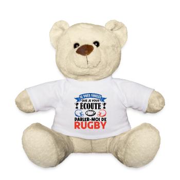 Rugbyman cadeau. Cadeau fan du rugby. joueur rugby - Nounours - blanc - Devant