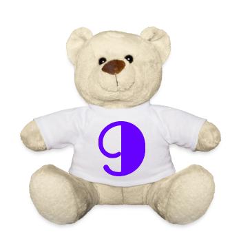 9. 9 ANS. 9e ANNIVERSAIRE. ANNIVERSAIRE 9 ANS. 9 - Nounours - blanc - Devant