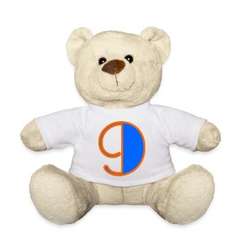 9 ANS. 9e ANNIVERSAIRE. ANNIVERSAIRE 9 ANS. 9 - Nounours - blanc - Devant