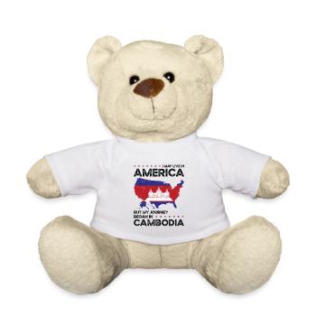 Born Cambodian Cambodia American USA Citizenship - Teddy Bear - white - Front