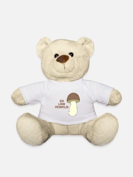 Ich liebe Steinpilze / Schriftzug / Steinpilz - Teddy - Weiß