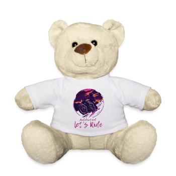 Synthwave Biker Retrowave Sunset Motocycliste - Nounours - blanc - Devant