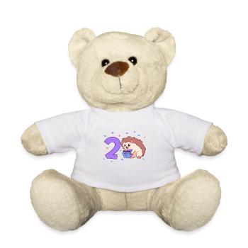 Avec hérisson - Anniversaire des enfants 2 ans - Nounours - blanc - Devant