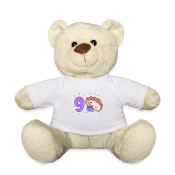 Mit Igel - Kinder Geburtstag 9 Jahre - Teddy - Weiß - Vorne