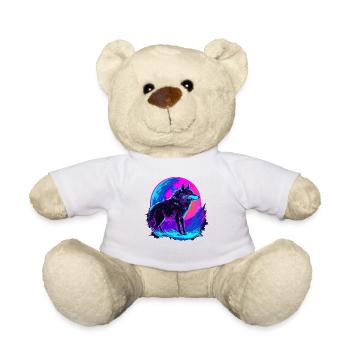 Colorful Wolf Neon Moon Synthwave - Teddy - Weiß - Vorne