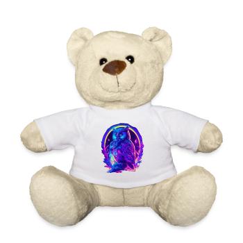 Mystisch leuchtende Eule Neon Synthwave - Teddy - Weiß - Vorne