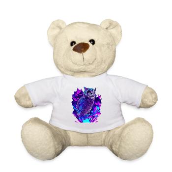 Neon Eule Psychedelische Eulen Kunst - Teddy - Weiß - Vorne