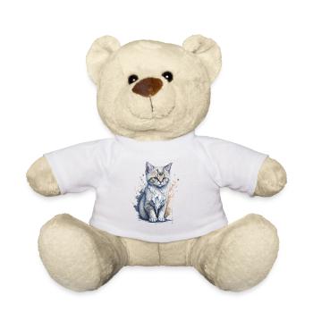 Peinture à l’aquarelle d’un chaton mignon - Nounours - blanc - Devant