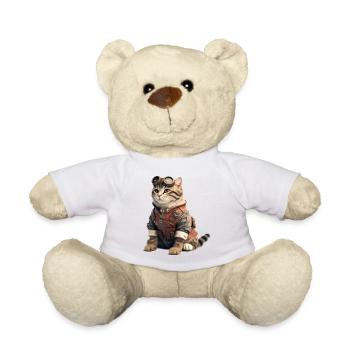 Cat Retro Pilot - Teddy Bear - white - Front