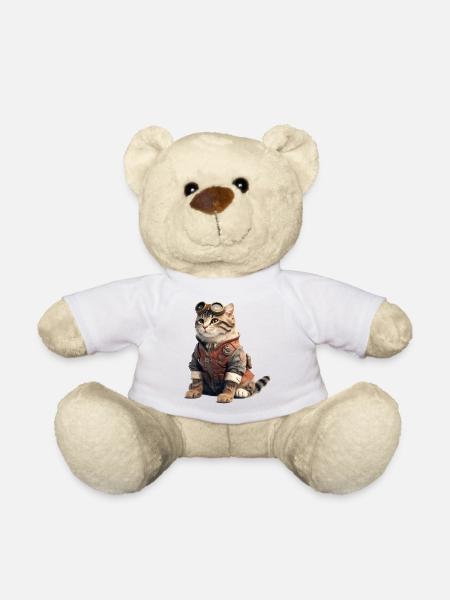 Katze Retro Pilot - Teddy - Weiß