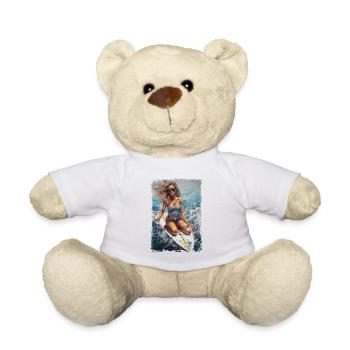 Surfende Schönheit - Vintage Comic Design - Teddy - Weiß - Vorne