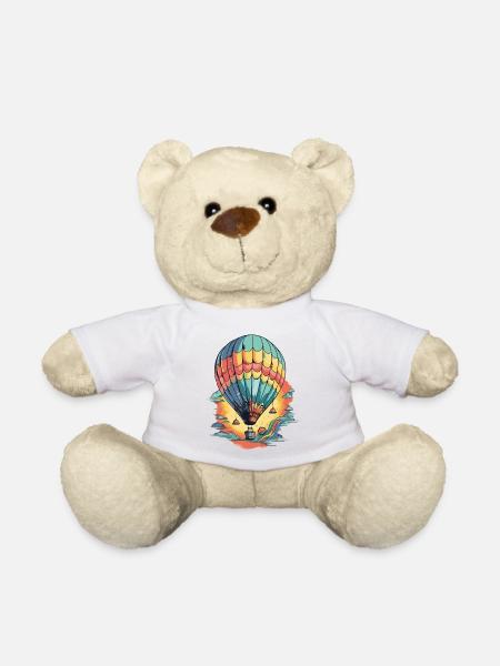 Heißluftballon und Sonnenuntergang - Teddy - Weiß
