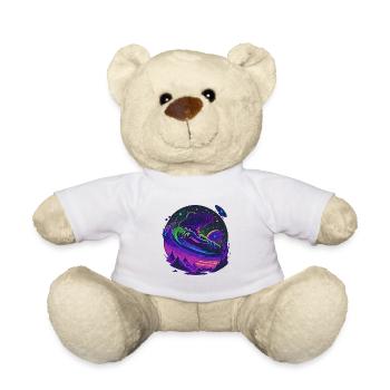 Alien Vinyl Record Flying Through Space - Teddy Bear - white - Front