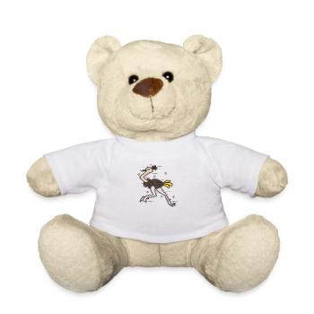 Ostrich running ratite savannah - Teddy Bear - white - Front