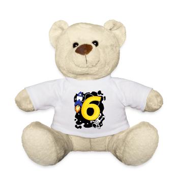 6 Geburtstag Junge Astronaut - sechs Jahre - Teddy - Weiß - Vorne