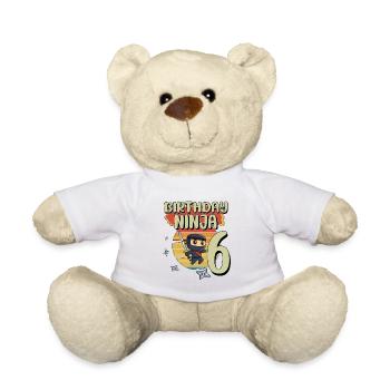 Birthday Ninja 6 Years Old Bday Party Gift - Teddy Bear - white - Front