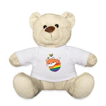 Rainbow Flag Pride LGBTQ Mignon Fox Love - Nounours - blanc - Devant