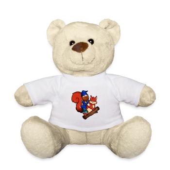 Garden gnome riding squirrel - Teddy Bear - white - Front