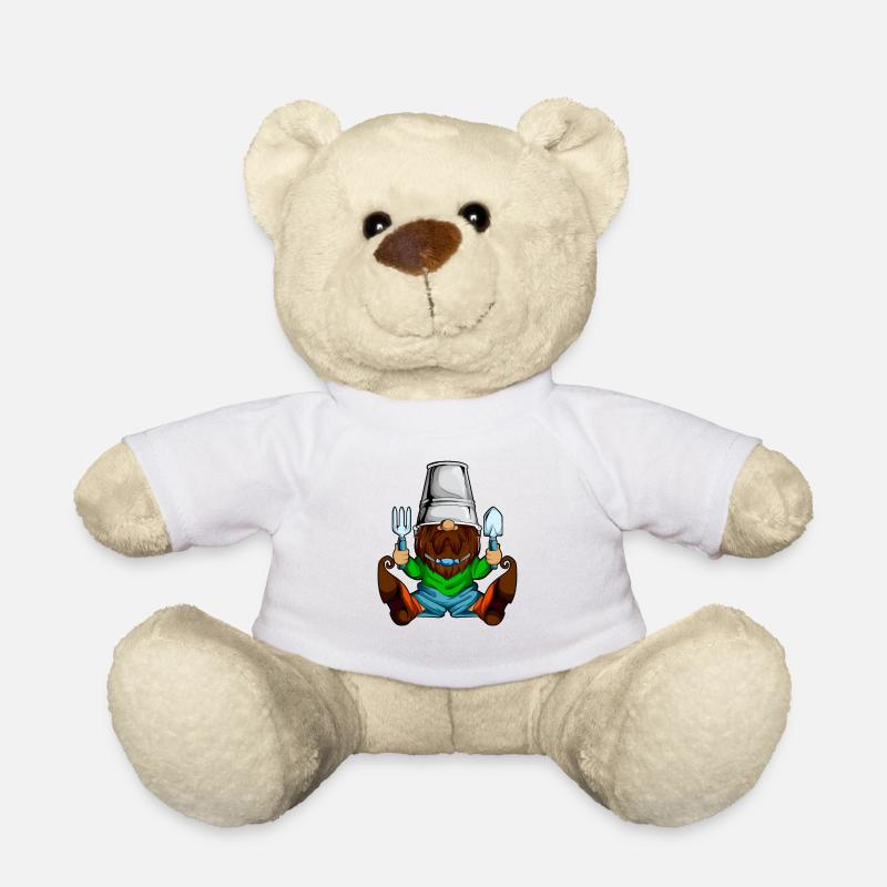 Gartenzwerg bei der Gartenarbeit - Teddy - Weiß