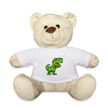 Comic TREX makes karate - Teddy Bear - white - Front