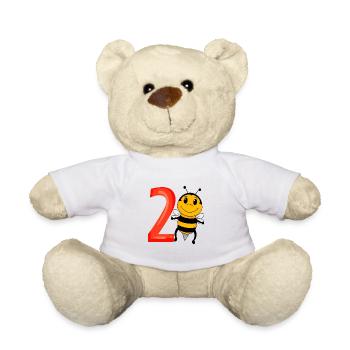 2 birthday 2 years old with animal motif - two - Teddy Bear - white - Front