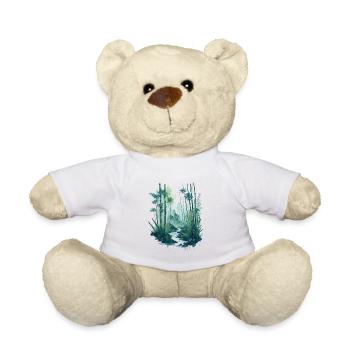 watercolor bamboo painting - Teddy Bear - white - Front