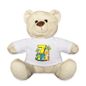 Dinosaures mignons J’ai 7 dino anniversaire - Nounours - blanc - Devant