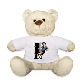 Footballeur de 1 an et fête d’anniversaire des enfants de football - Nounours - blanc - Devant