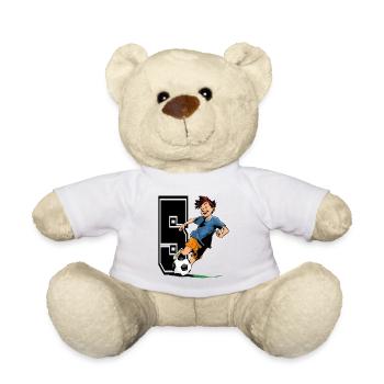 Footballeur de 5 ans et fête d’anniversaire des enfants de football - Nounours - blanc - Devant