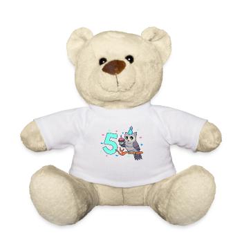Mit Eule - Kinder Geburtstag 5 Jahre - Teddy - Weiß - Vorne
