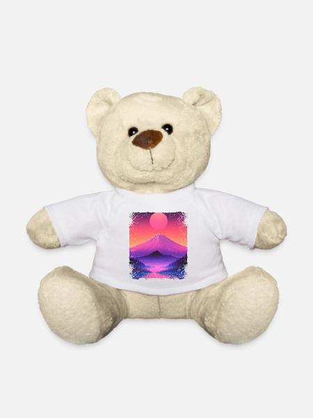 Mount Fuji Aesthetic Japan Sight Vaporwave Volcano - Teddy Bear - white