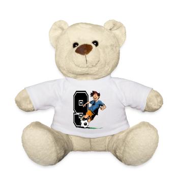 Football Birthday - 9 years old boy - 9. - Teddy Bear - white - Front