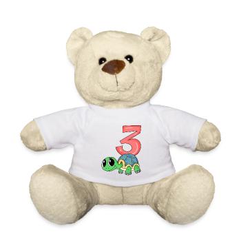 3 Geburtstag 3 Jahre alt mit Tier Motiv - drei - Teddy - Weiß - Vorne