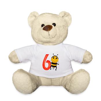 6 Birthday 6 years old with animal motif - six - Teddy Bear - white - Front