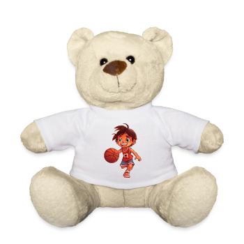 Basketball Spielender Junge - Kids Basketball - Teddy - Weiß - Vorne