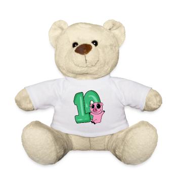 10 birthday 10 years old with animal motif - ten - Teddy Bear - white - Front