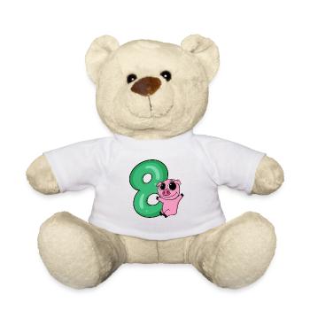 8 Birthday 8 years old with animal motif - eight - Teddy Bear - white - Front