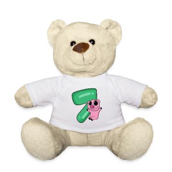 7 birthday 7 years old with animal motif - seven - Teddy Bear - white - Front
