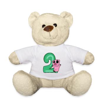 2 Birthday 2 Year Old with Animal Motif - Two - Teddy Bear - white - Front