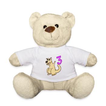 3 birthday 3 years old with animal motif - three - Teddy Bear - white - Front