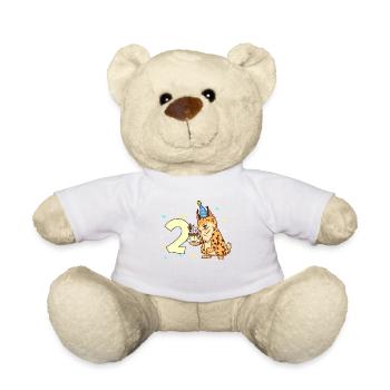 With lynx - children's birthday 2 years - Teddy Bear - white - Front