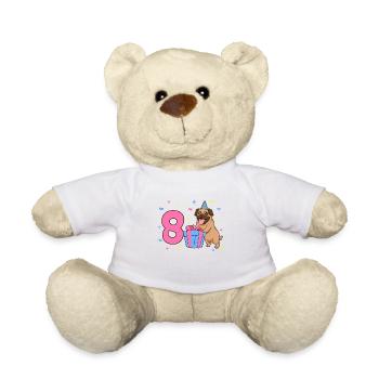 Avec Carlin - Fille Anniversaire 8 Ans - Nounours - blanc - Devant