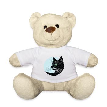 Schwarze Katze - Teddy - Weiß - Vorne