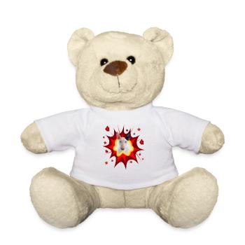 Comic Dog Design - Pow - Bull Terrier - Teddy Bear - white - Front