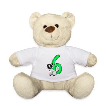 6 Birthday 6 years old with animal motif - six - Teddy Bear - white - Front