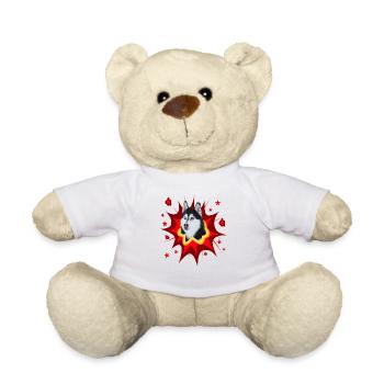 Comic Dog Design - Pow - Husky - Teddy Bear - white - Front