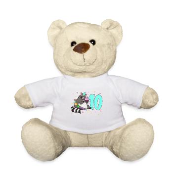 Mit Waschbär - Kinder Geburtstag 10 Jahre - Teddy - Weiß - Vorne