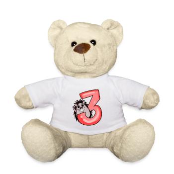 3 birthday 3 years old with animal motif - three - Teddy Bear - white - Front