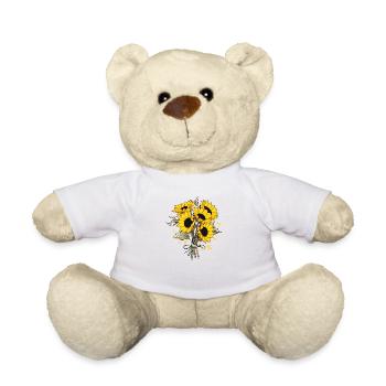 Bouquet Fleurs Jaunes Amoureux Tournesol Jeu de mots Floral - Nounours - blanc - Devant