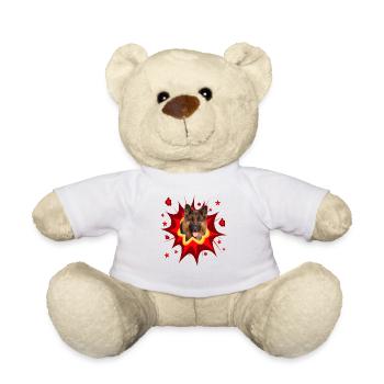 Comic Dog Design - Pow - German Shepherd - Teddy Bear - white - Front
